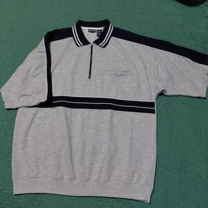 Men's Gray and Navy Polo Shirt